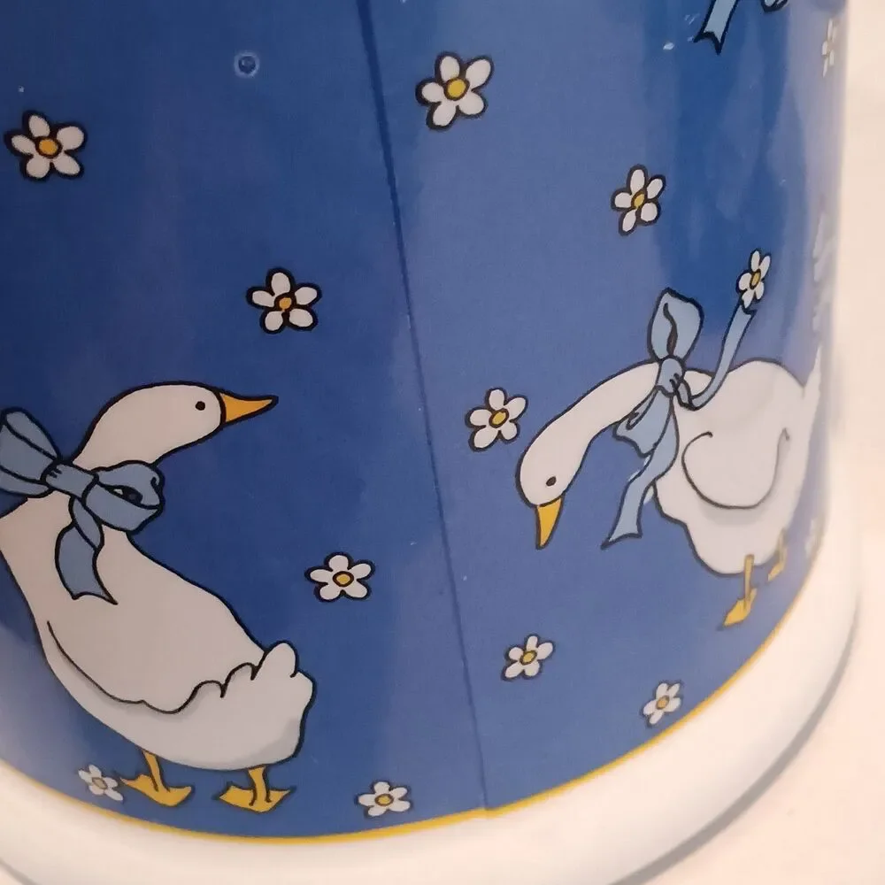Vintage Ceramic Goose Canister Set-With Lids-Set Of 4-Geese-Ribbons-Country